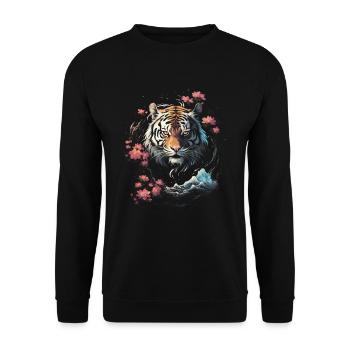 Tigre Oeuvre Chine Japonais Mythique - Sweat-shirt Unisexe - noir - Devant - Alina (178cm) & Michal (187cm)