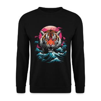 Clair De Lune, Tigre, Chinois, Japonais, Chine - Sweat-shirt Unisexe - noir - Devant - Alina (178cm) & Michal (187cm)
