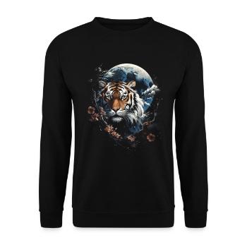 Clair De Lune, Tigre, Chinois, Japonais, Chine - Sweat-shirt Unisexe - noir - Devant - Alina (178cm) & Michal (187cm)