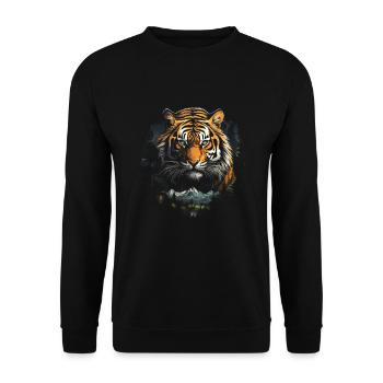 Majestic Tiger Wilderness Wild Powerful - Unisex Sweatshirt - black - Front - Alina (178cm) & Michal (187cm)