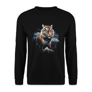 Tiger Natur Tiere - Unisex Pullover - Schwarz - Vorne - Alina (178cm) & Michal (187cm)