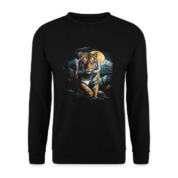 Tiger Natur Tiere - Unisex Pullover - Schwarz - Vorne - Alina (178cm) & Michal (187cm)