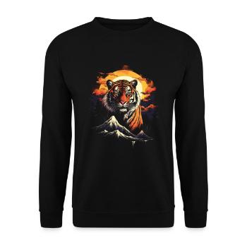 Majestic Tiger Wilderness Wild Powerful - Unisex Sweatshirt - black - Front - Alina (178cm) & Michal (187cm)