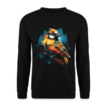 Majestätisch Vogel Illustration Vogelliebhaber - Unisex Pullover - Schwarz - Vorne - Alina (178cm) & Michal (187cm)