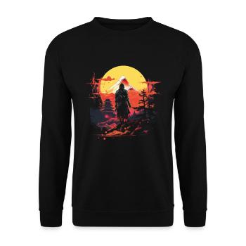 Japanese, Traditional, Mountain, Fuji, Japan, Geisha - Unisex Sweatshirt - black - Front - Alina (178cm) & Michal (187cm)