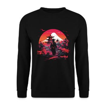 Japanese, Traditional, Mountain, Fuji, Japan, Geisha - Unisex Sweatshirt - black - Front - Alina (178cm) & Michal (187cm)