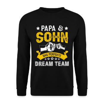 Vater und Sohn das perfekte Team Papa und Sohn - Unisex Pullover - Schwarz - Vorne - Alina (178cm) & Michal (187cm)
