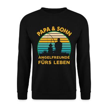VATER SOHN ANGELFREUNDE FURS LEBEN ANGELN - Unisex Pullover - Schwarz - Vorne - Alina (178cm) & Michal (187cm)