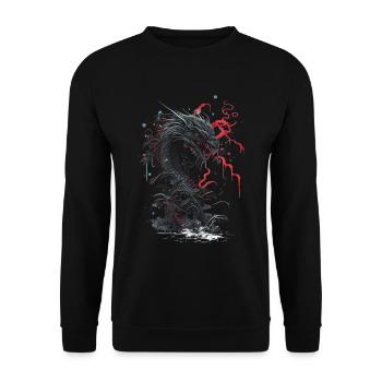 Japanisch Japanisch Landschaft Asien Mystisch - Unisex Pullover - Schwarz - Vorne - Alina (178cm) & Michal (187cm)