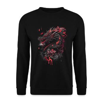 Japanisch Tattoo Nacht Mystisch Japan - Unisex Pullover - Schwarz - Vorne - Alina (178cm) & Michal (187cm)