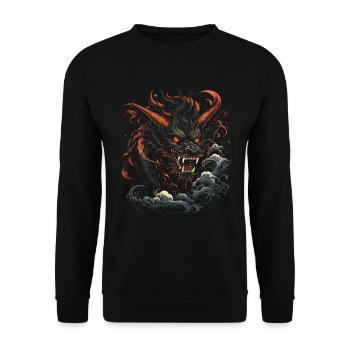 Japanisch Tattoo Nacht Mystisch Japan - Unisex Pullover - Schwarz - Vorne - Alina (178cm) & Michal (187cm)