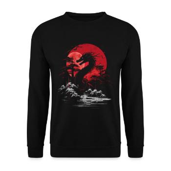Japanisch Tattoo Nacht Mystisch Japan - Unisex Pullover - Schwarz - Vorne - Alina (178cm) & Michal (187cm)