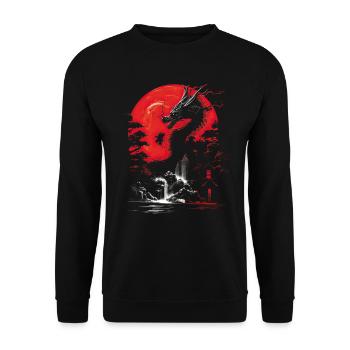 Japanisch Japanisch Landschaft Asien Mystisch - Unisex Pullover - Schwarz - Vorne - Alina (178cm) & Michal (187cm)