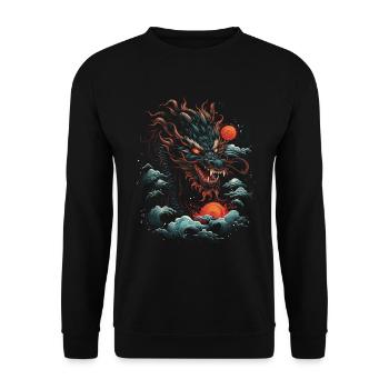 Japanisch Japanisch Landschaft Asien Mystisch - Unisex Pullover - Schwarz - Vorne - Alina (178cm) & Michal (187cm)