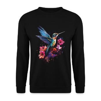 Colibri oiseau Floral oeuvre - Sweat-shirt Unisexe - noir - Devant - Alina (178cm) & Michal (187cm)