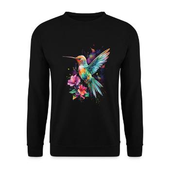 Colibri oiseau Floral oeuvre - Sweat-shirt Unisexe - noir - Devant - Alina (178cm) & Michal (187cm)