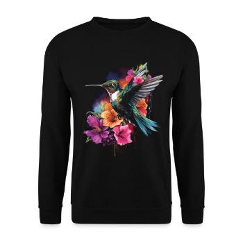Colibri oiseau Floral oeuvre - Sweat-shirt Unisexe - noir - Devant - Alina (178cm) & Michal (187cm)