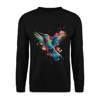 Colibri oiseau Floral oeuvre - Sweat-shirt Unisexe - noir - Devant - Alina (178cm) & Michal (187cm)