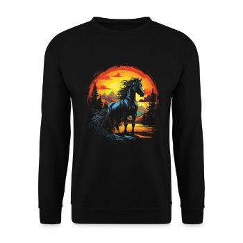 Horse, Nature, Wilderness - Unisex Sweatshirt - black - Front - Alina (178cm) & Michal (187cm)