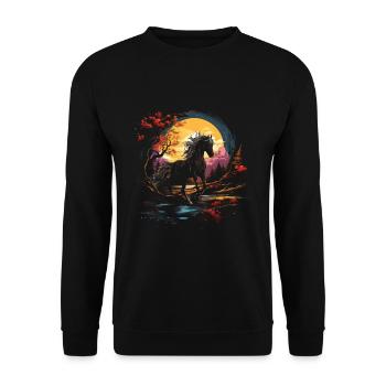 Horse, Nature, Wilderness - Unisex Sweatshirt - black - Front - Alina (178cm) & Michal (187cm)