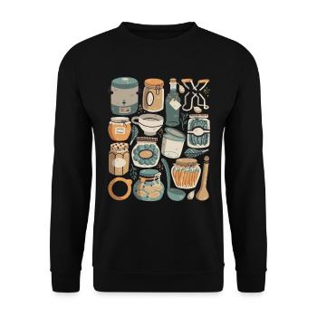 Einmachen, Einkochen, Fermentieren - Unisex Pullover - Schwarz - Vorne - Alina (178cm) & Michal (187cm)