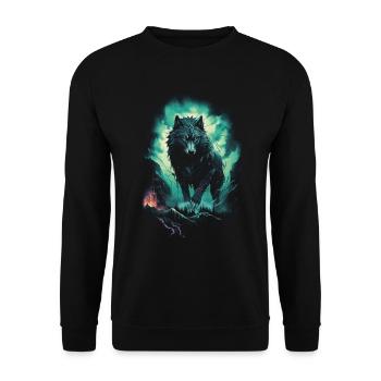 Werwolf Wolf Mythologie Rollenspiele Tier - Unisex Pullover - Schwarz - Vorne - Alina (178cm) & Michal (187cm)
