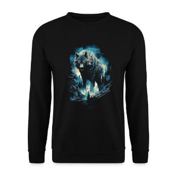 Wolf Wolves Middle Ages Dark Wilderness Nordic - Unisex Sweatshirt - black - Front - Alina (178cm) & Michal (187cm)