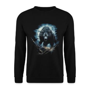 Wolf Wolves Middle Ages Dark Wilderness Nordic - Unisex Sweatshirt - black - Front - Alina (178cm) & Michal (187cm)