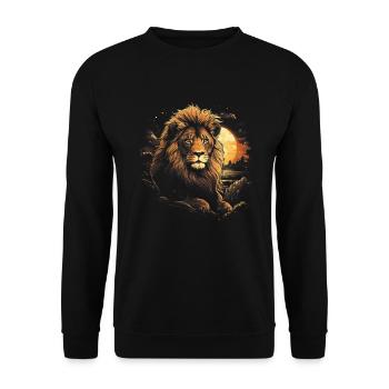Lion, King, Animal, Wildlife - Unisex Sweatshirt - black - Front - Alina (178cm) & Michal (187cm)