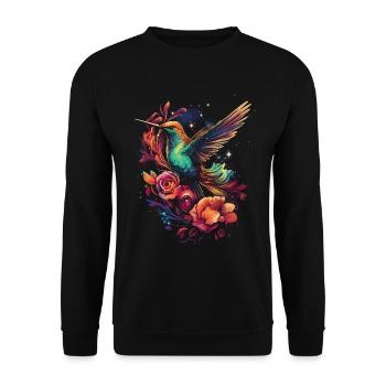 Hummingbird, Flower, Bird Lover, Animal - Unisex Sweatshirt - black - Front - Alina (178cm) & Michal (187cm)