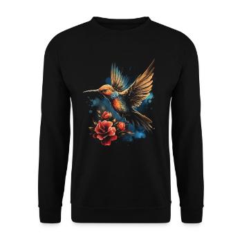 Hummingbird, Flower, Bird Lover, Animal - Unisex Sweatshirt - black - Front - Alina (178cm) & Michal (187cm)