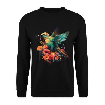 Hummingbird, Flower, Bird Lover, Animal - Unisex Sweatshirt - black - Front - Alina (178cm) & Michal (187cm)