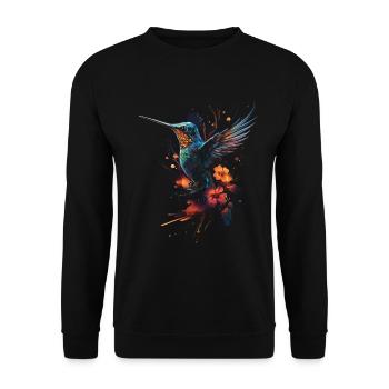 Hummingbird, Flower, Bird Lover, Animal - Unisex Sweatshirt - black - Front - Alina (178cm) & Michal (187cm)