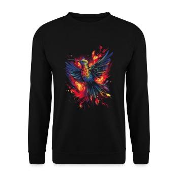 Kolibri Kunstwerk Bunt Vogelliebhaber - Unisex Pullover - Schwarz - Vorne - Alina (178cm) & Michal (187cm)