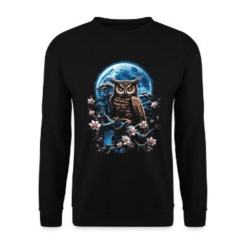 Eule Fantasie Japanisch Mythologie Magisch - Unisex Pullover - Schwarz - Vorne - Alina (178cm) & Michal (187cm)