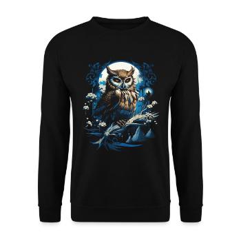 Eule Fantasie Japanisch Mythologie Magisch - Unisex Pullover - Schwarz - Vorne - Alina (178cm) & Michal (187cm)