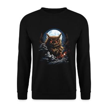 Eule Fantasie Japanisch Mythologie Magisch - Unisex Pullover - Schwarz - Vorne - Alina (178cm) & Michal (187cm)