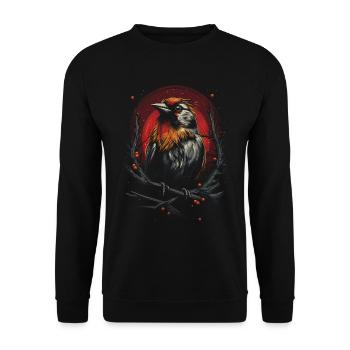 Sperling Kunstwerk Vogelliebhaber Natur - Unisex Pullover - Schwarz - Vorne - Alina (178cm) & Michal (187cm)