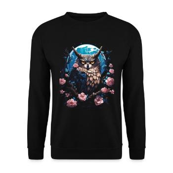 Eule Fantasie Japanisch Mythologie Magisch - Unisex Pullover - Schwarz - Vorne - Alina (178cm) & Michal (187cm)