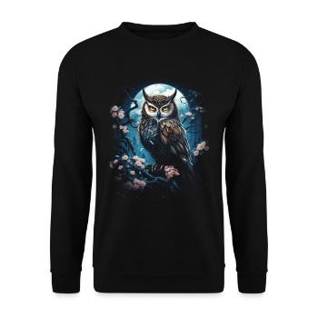 Eule Fantasie Japanisch Mythologie Magisch - Unisex Pullover - Schwarz - Vorne - Alina (178cm) & Michal (187cm)