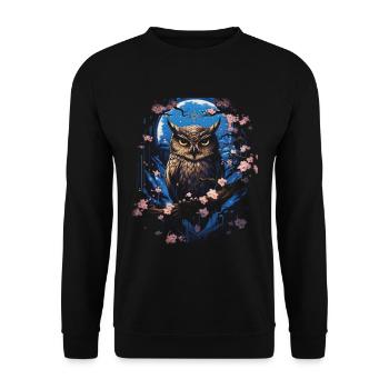 Eule Fantasie Japanisch Mythologie Magisch - Unisex Pullover - Schwarz - Vorne - Alina (178cm) & Michal (187cm)