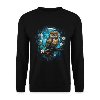 Eule Fantasie Japanisch Mythologie Magisch - Unisex Pullover - Schwarz - Vorne - Alina (178cm) & Michal (187cm)
