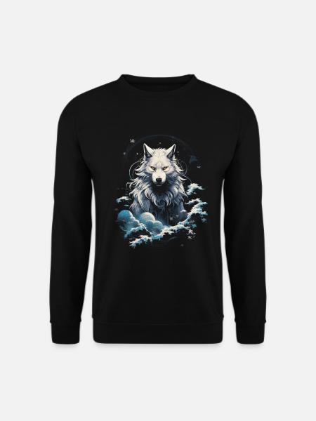 Wolf Japanisch Japanische Kunst Anime Traditionell - Unisex Pullover - Schwarz