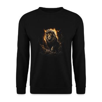 Löwe Afrika Safari Dschungel Stolz Majestätisch - Unisex Pullover - Schwarz - Vorne - Alina (178cm) & Michal (187cm)