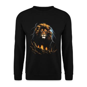 Löwe Afrika Safari Dschungel Stolz Majestätisch - Unisex Pullover - Schwarz - Vorne - Alina (178cm) & Michal (187cm)