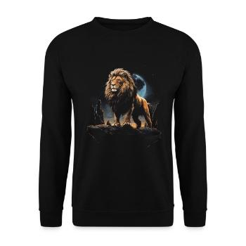 Löwe Afrika Safari Dschungel Stolz Majestätisch - Unisex Pullover - Schwarz - Vorne - Alina (178cm) & Michal (187cm)