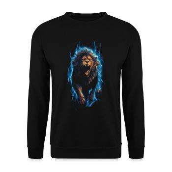 Lion, Feu, Bleu, Mâle - Sweat-shirt Unisexe - noir - Devant - Alina (178cm) & Michal (187cm)