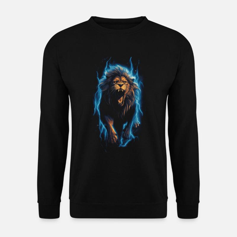 Löwe Feuer Blau Männlich - Unisex Pullover - Schwarz