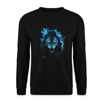 Lion, Feu, Bleu, Mâle - Sweat-shirt Unisexe - noir - Devant - Alina (178cm) & Michal (187cm)