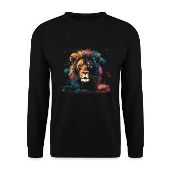 Lion, Savannah, Nature, Painting, Animal Kingdom, Wilderness - Unisex Sweatshirt - black - Front - Alina (178cm) & Michal (187cm)